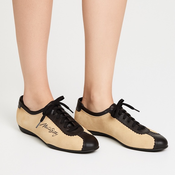 Miss Sixty Shoes - Miss Sixty Y2K Beige Brown Suede Leather Lace Up Sneakers Made in Italy Sz 37